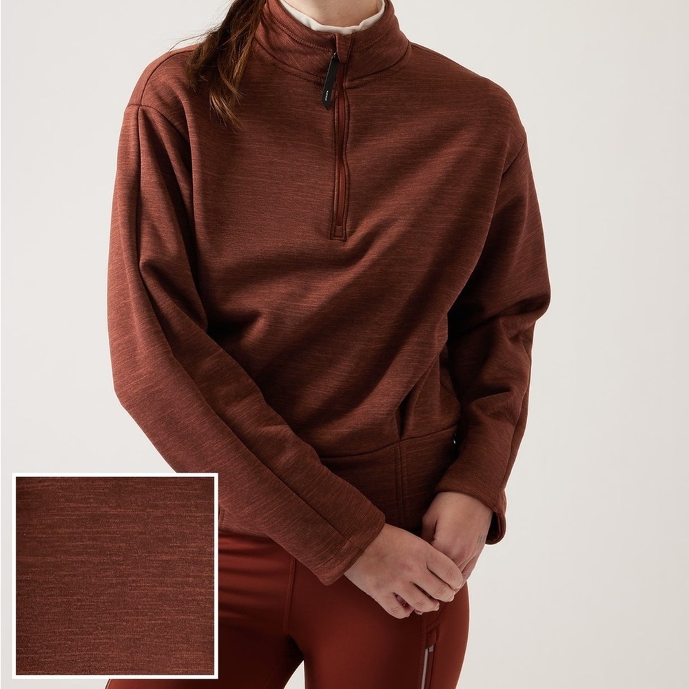 Athleta Altitude Polartec Half Zip Sweatshirt-Size Large-Brown